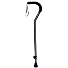 Offset Handle Cane with Tab Lock Silencer and Triangular Padded Hand Grip