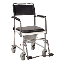 Portable Upholstered Wheeled Drop Arm Bedside Commode - 11120kd-1