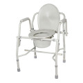 Steel Drop Arm Bedside Commode with Padded Arms 